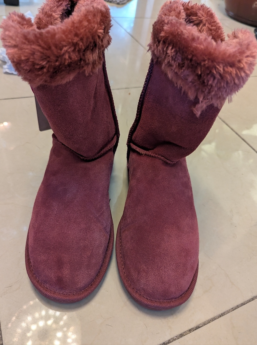 Women's Burgundy Shearling Winter Boots NWT